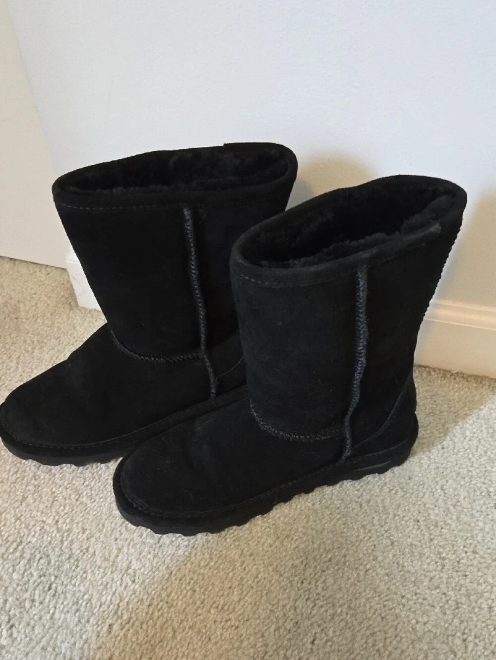 Black Women's Mid Calf Suede Winter Boots